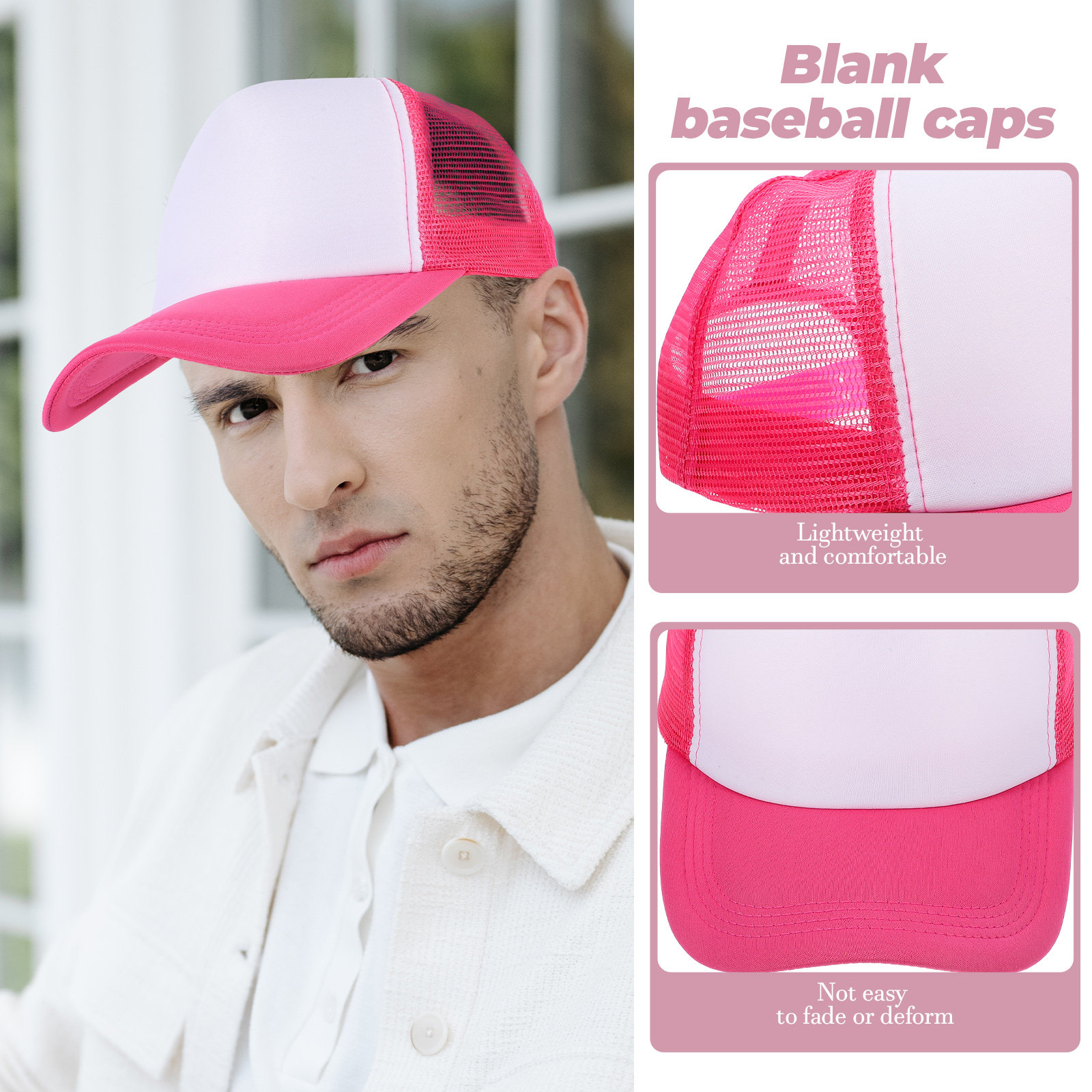 10Pcs Blank Baseball Hat Mesh  – обзор и цена Hat Sublimation Blank